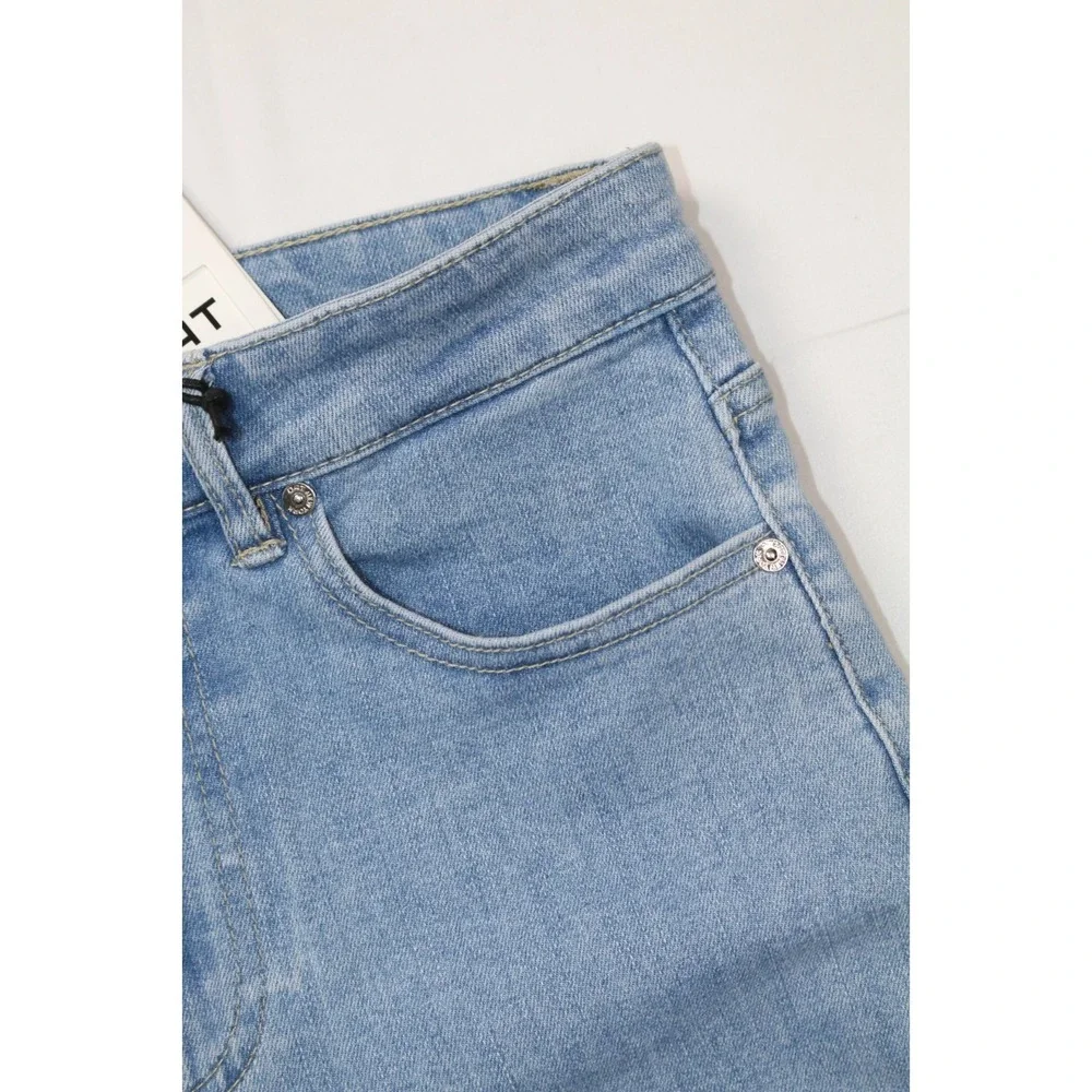 OAT New York Mid Rise Straight Ankle Jeans Women 6/28 NWT Light Wash Raw Hem